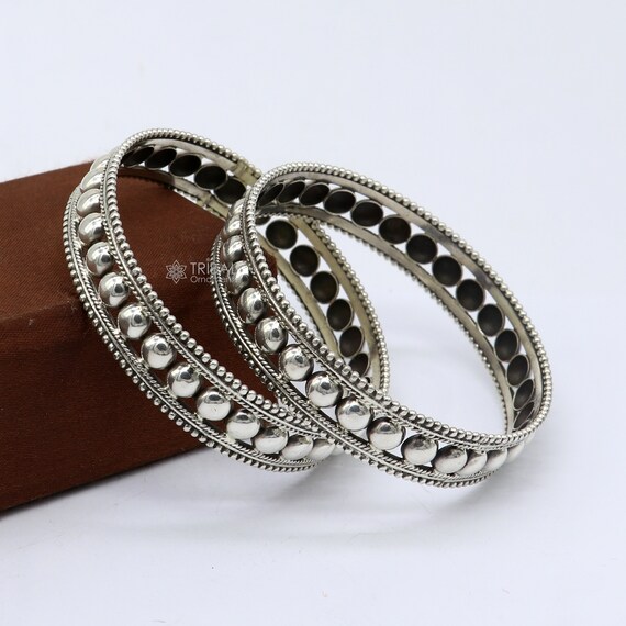 925 Sterling Silver Handmade Vintage Design Bangle Bracelet Tribal
