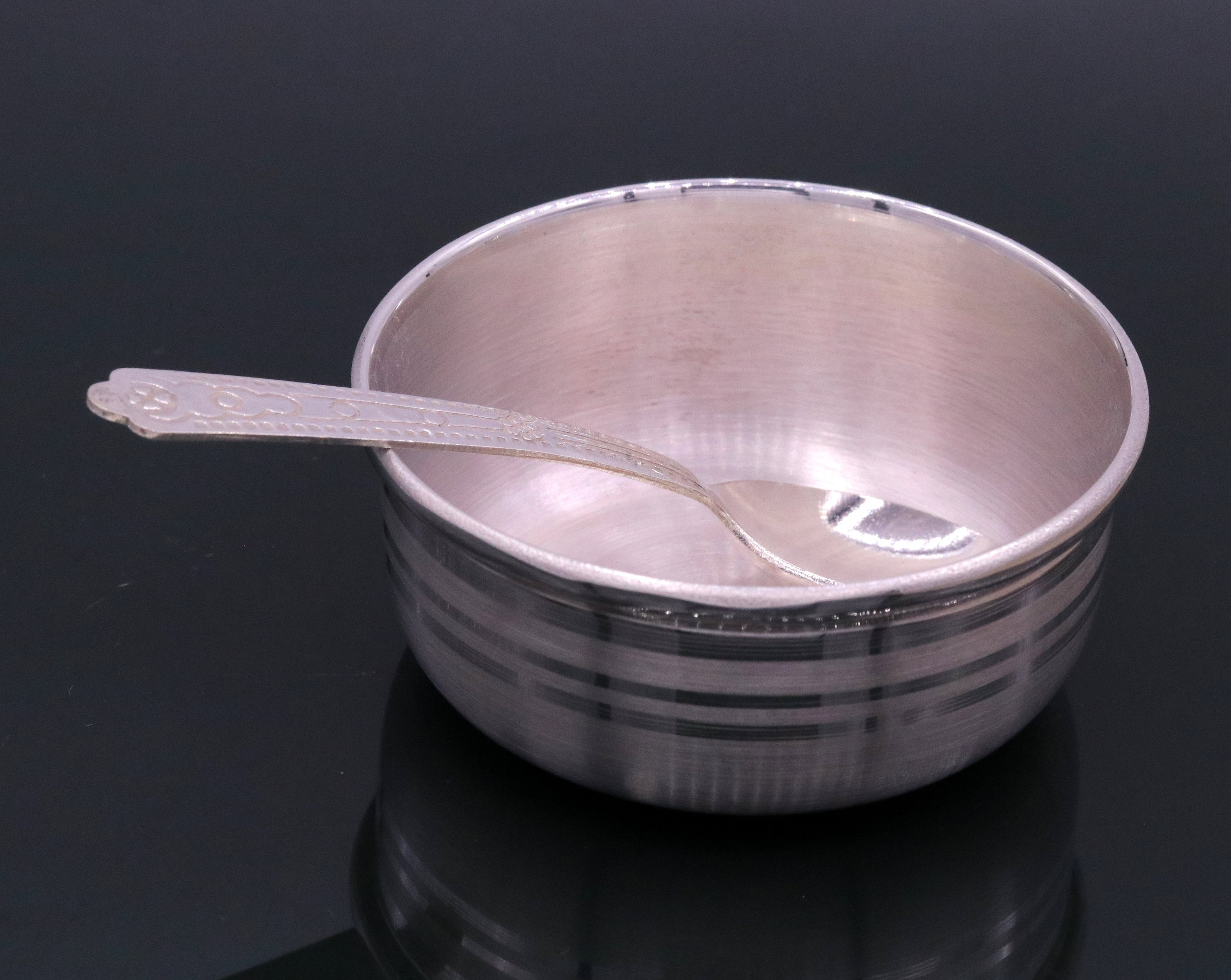 Handmade 99.9 solid pure silver baby bowl with small