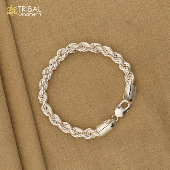 8mm 925 Sterling Silver Handmade Amazing 8.5 Inches Rope Chain
