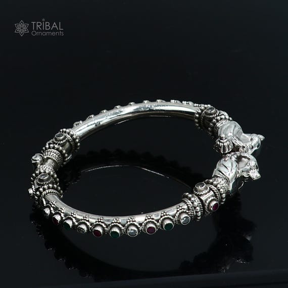 SILVER925 TRIBAL DESIGN BANGLE/シルバー/バングル 925 Sterling Silver Handmade Customized Peacock Design Bangle Kada