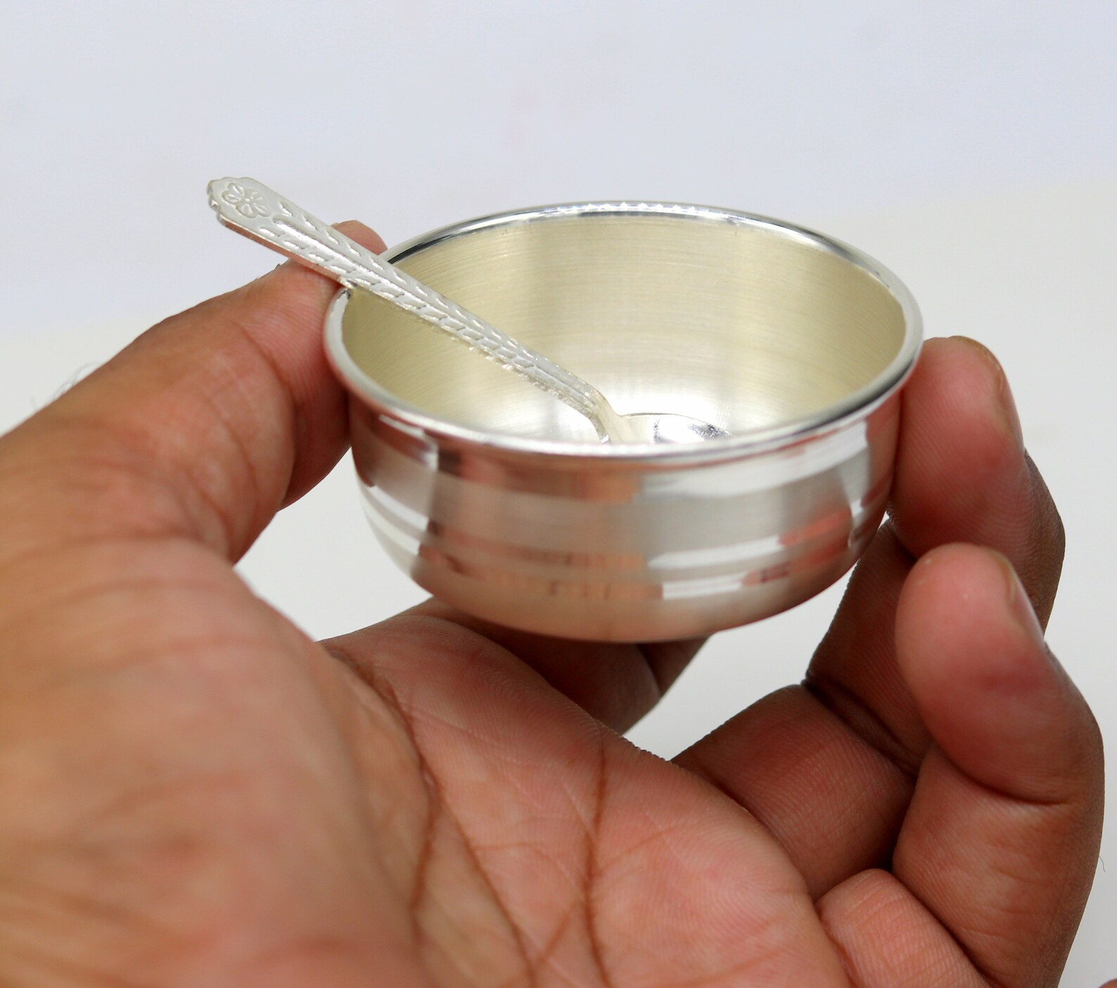 999 Fine Silver Handmade Small Baby Bowl and Spoon Set Silver Etsy