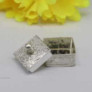 925 sterling silver trinket box, kajal box/casket box bridal square shape sindur box collection, container box, eyeliner box gifting stb188