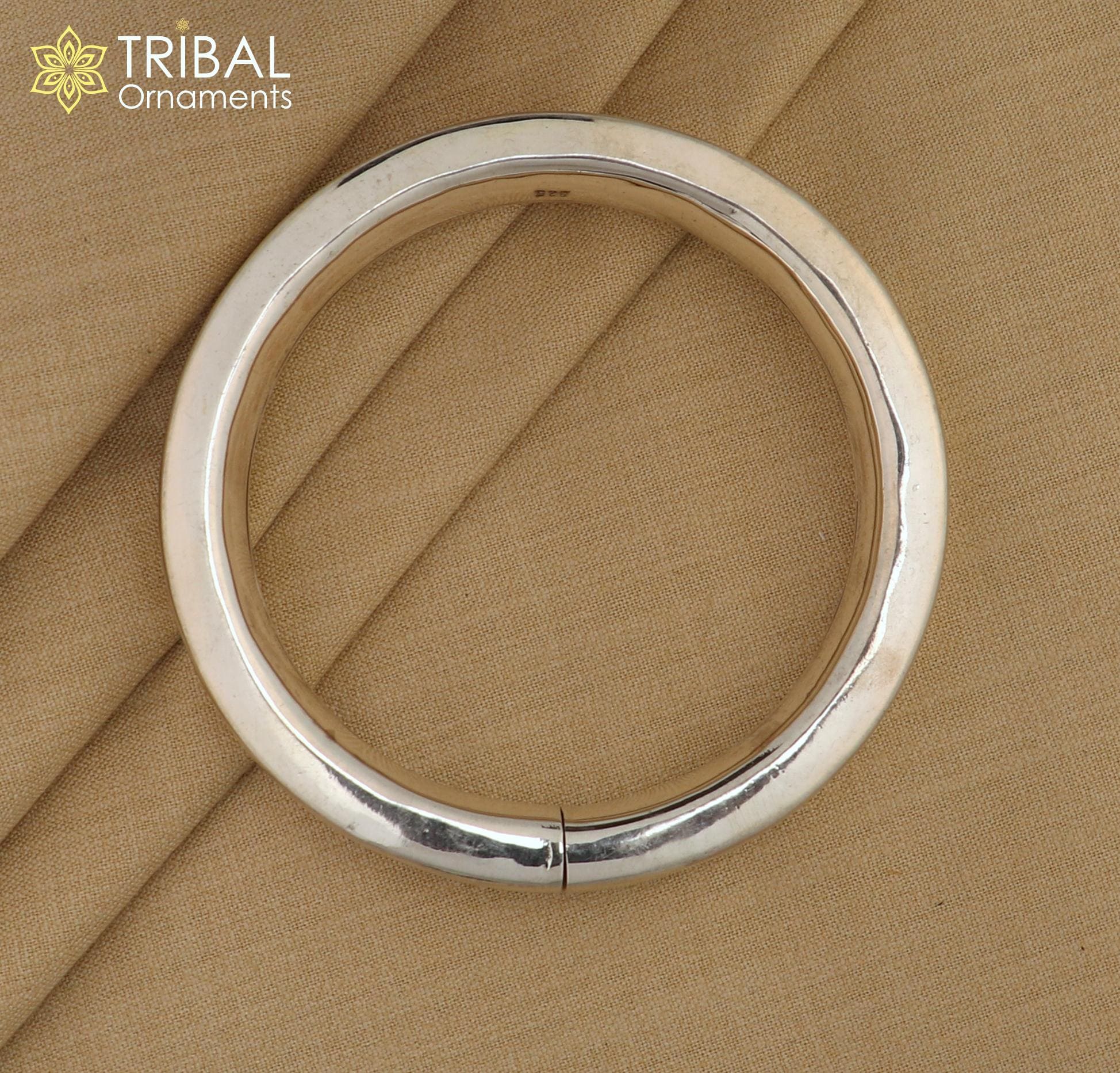 925 Sterling Silver Plain Shiny Bright Bangle Bracelet Kada
