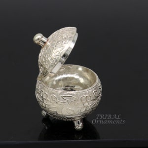 vintage style 925 sterling silver unique antique design handmade brides eyes kajal box, kumkum sindur box, small trinket box article stb398