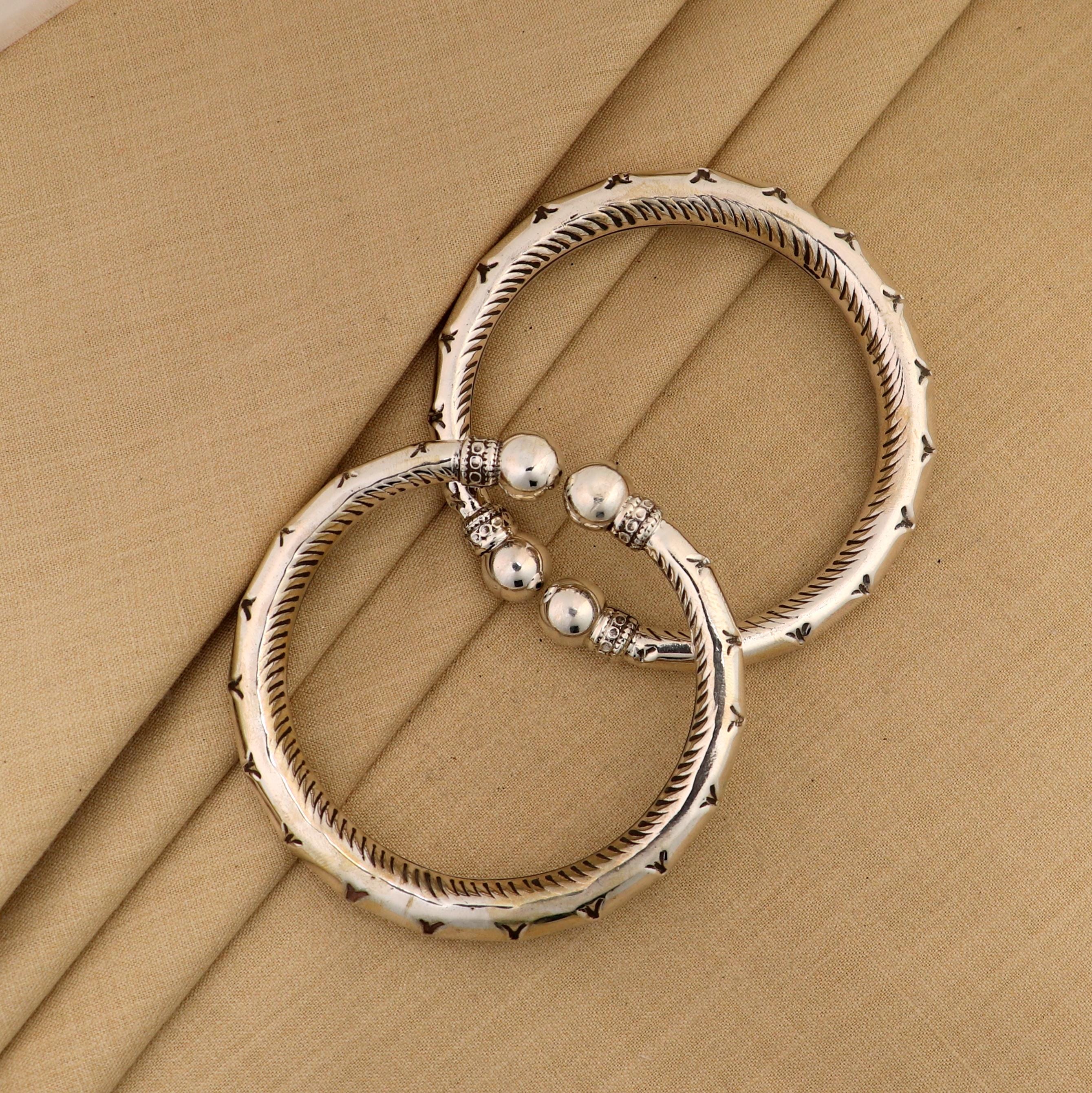 925 Sterling Silver Handmade Gorgeous Bangle Bracelet Kada