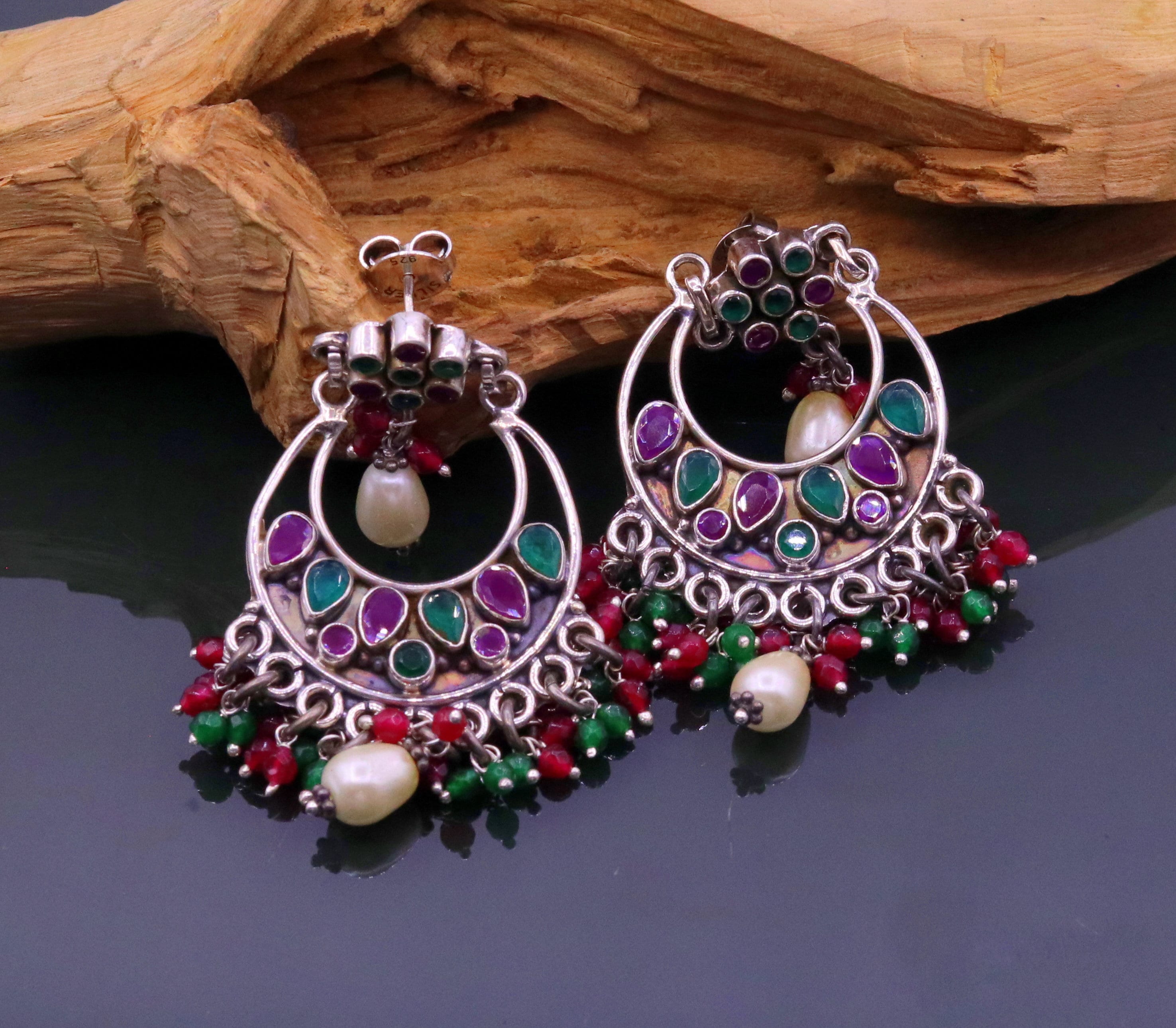 SPECIAL ITEM USA VINTAGE COLOR STONE SWING DESIGN SILVER