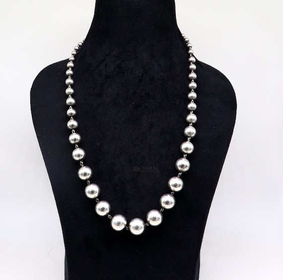 925 Sterling Silver Beaded Necklace, Excellent Brides