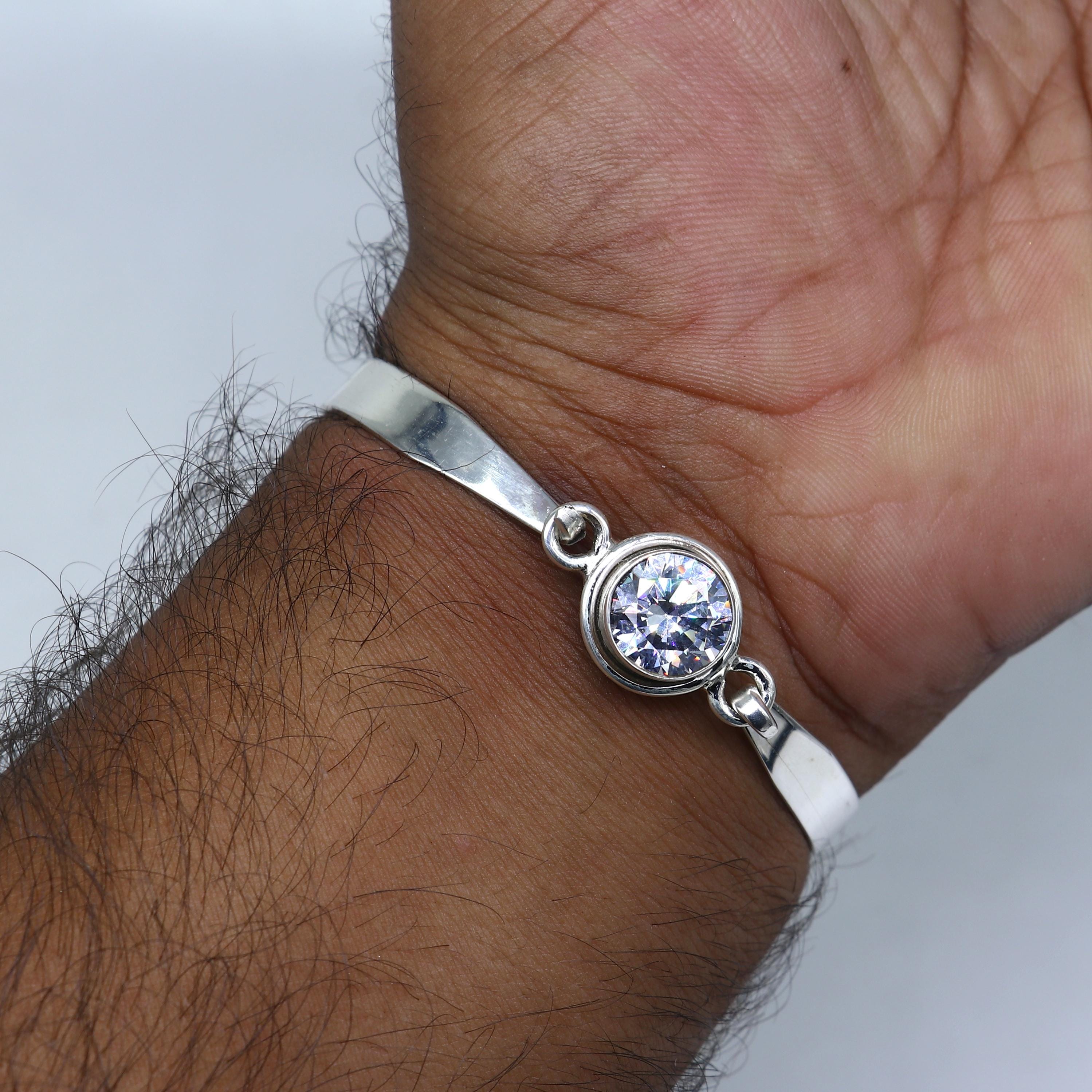 925 Sterling Silver Handmade Stone Design Stylish Kada 925 Sterling Silver Handmade Stone Design Stylish Kada