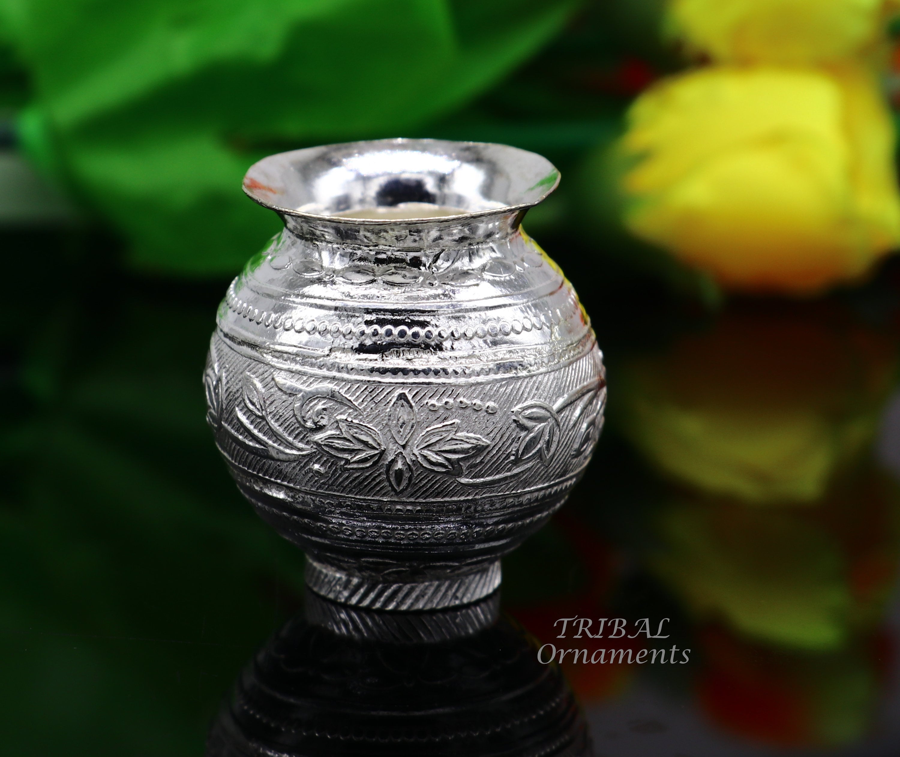Pure 925 Sterling Silver Handmade Plain Small Kalash or Pot