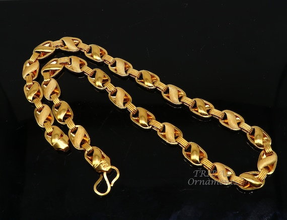 22k Yellow Gold Handmade Fabulous Lotus Chain Necklace Excellent