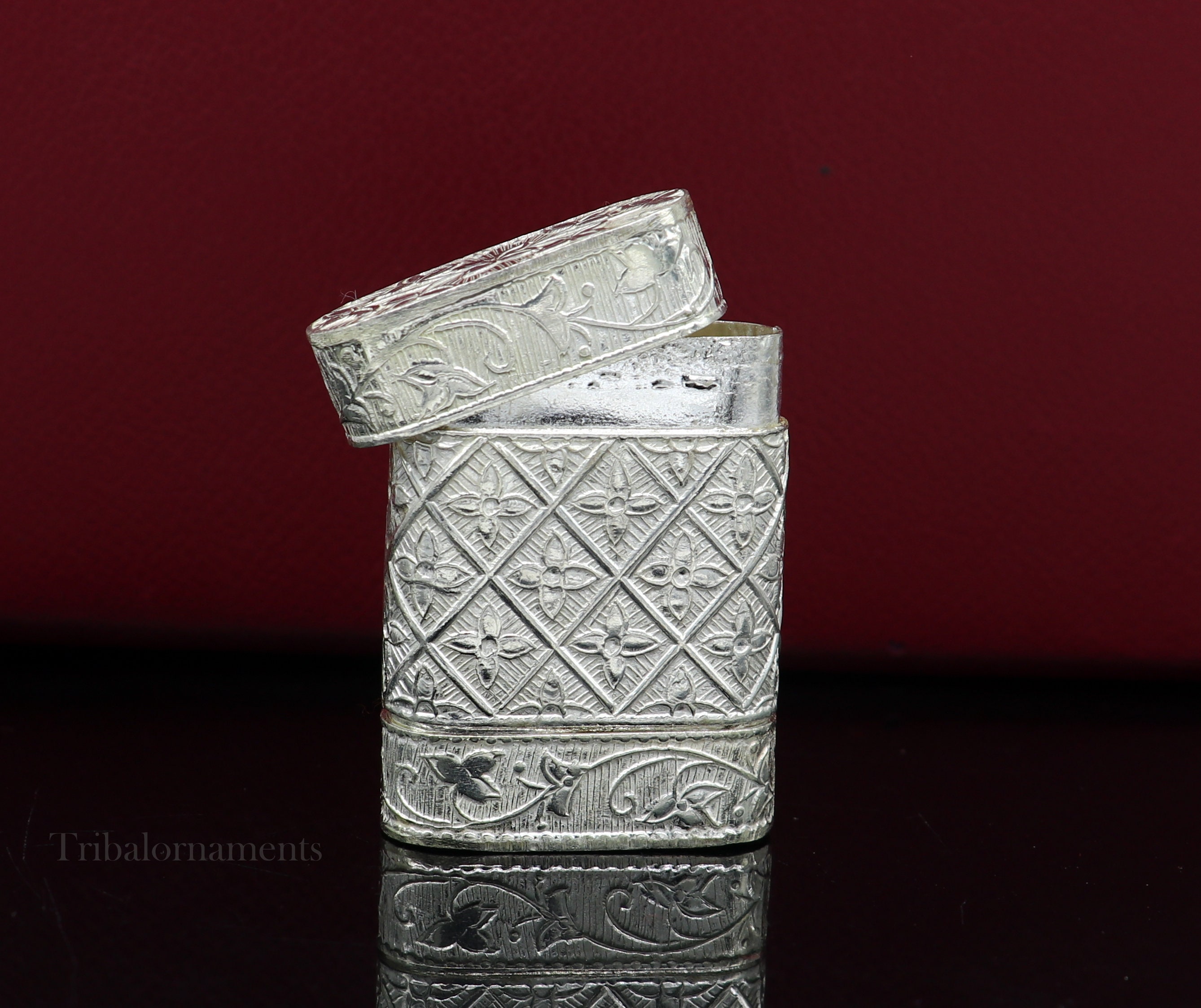 925 Sterling Silver Handcrafted Floral Design 2 In1 Trinket