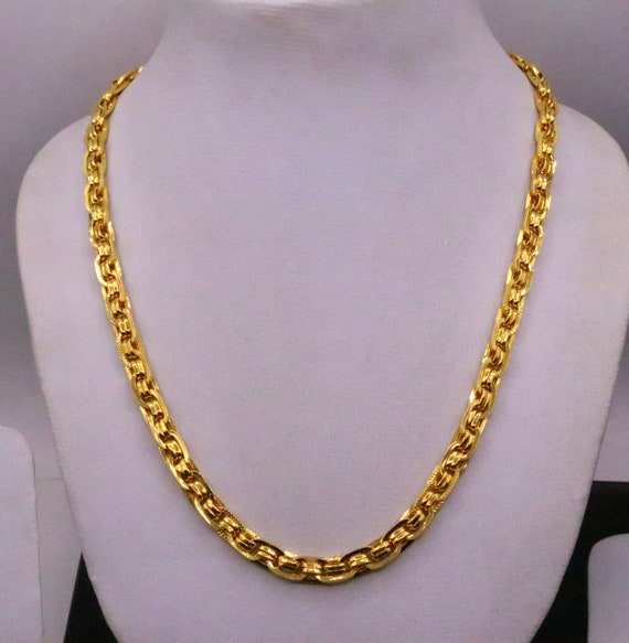 Hallmarked 22karat Yellow Gold Fabulous Handmade Designer Chain Necklace Link Chain Stylish Unisex Jewelry From India All Sizes Ch215 Etsy Canada