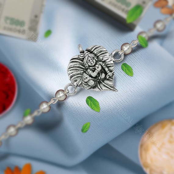 Buy Lord Radha Krishna Rakhi 925 Sterling Silver Handmade Stylish Divine  Rakhi Bracelet, Amazing Rudraksha, Tulsi Beaded Bracelet Rakhi Rk185 Online  in India - Etsy