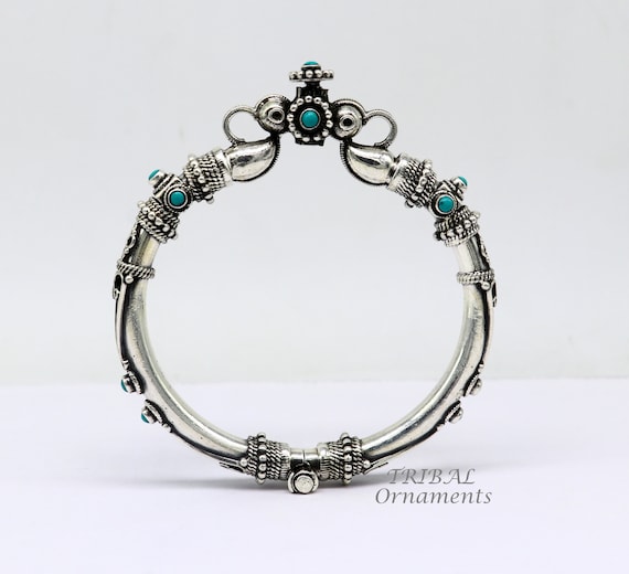アクセサリー vintage turquoise silver925 bangle 925 Sterling Silver Handmade Vintage Peacock Design