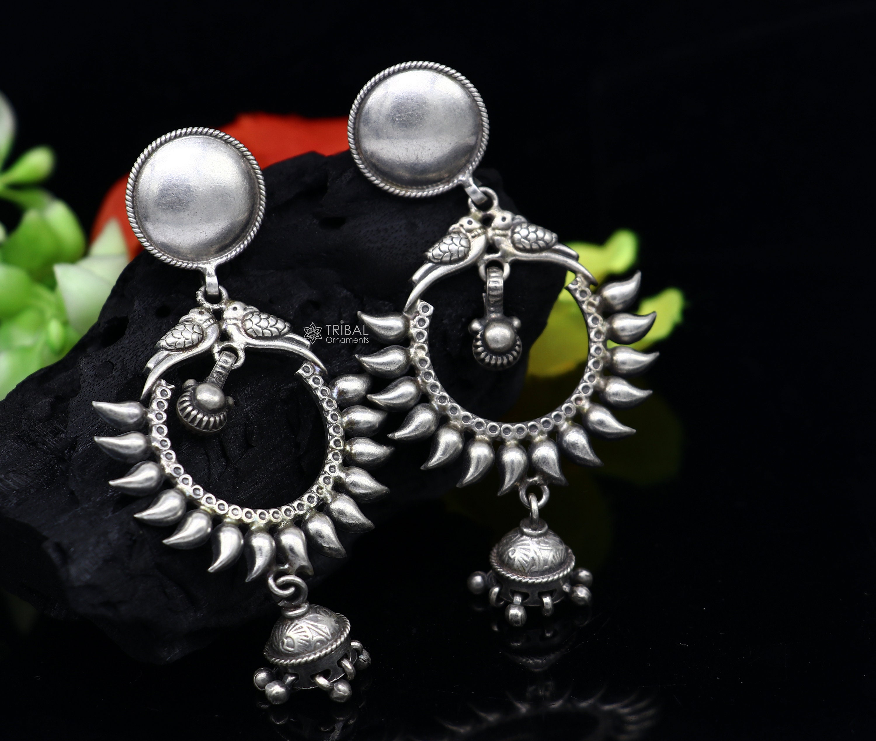 Cultural Silver Earrings, Fashionable and Versatile Floral
