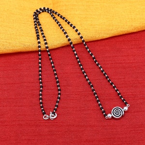 925 sterling silver black beads chain necklace, vintage stylish fancy necklace, traditional style brides Mangalsutra necklace India set217