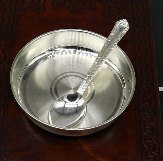 999 Fine Silver Handmade Solid Plate Tray Best Gifting Baby Set