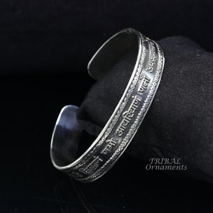 925 sterling silver handmade mantra &#39;Omkar Mantra&#39; Navkar mantra bracelet kada unisex jain mantra kada jewelry from rajasthan india cuff102