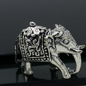 Solid 925 Sterling silver Kandrai work floral design customized Elephant statue, puja article figurine for wealth and prosperity art498
