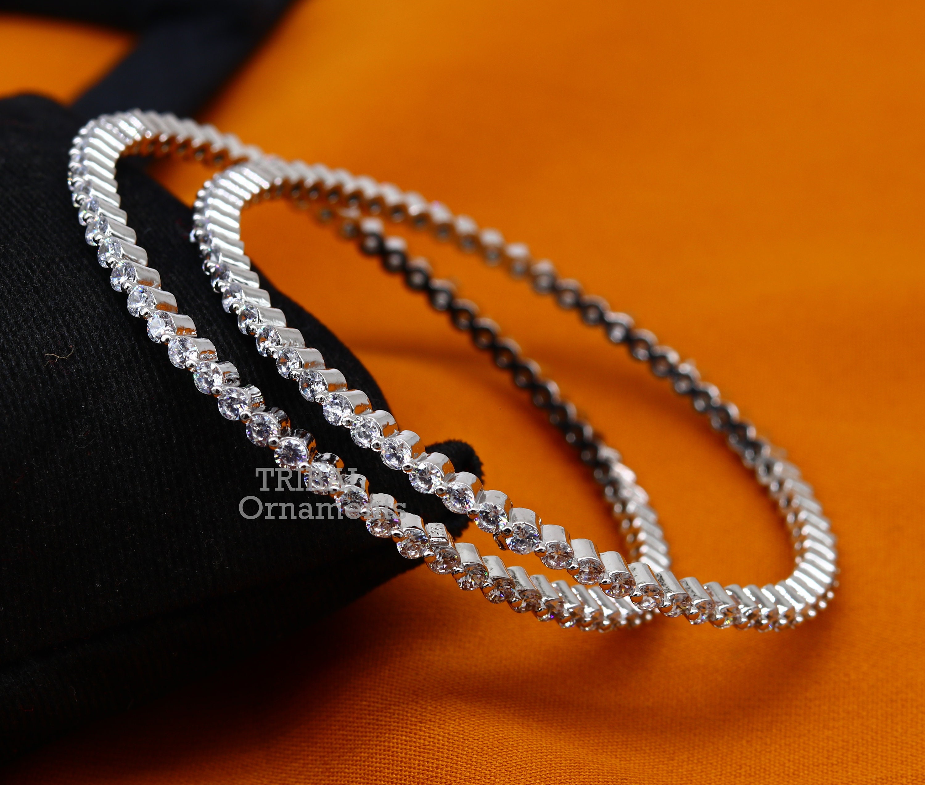 925 Sterling Silver Handmade Gorgeous Cubic Zircon Bangle