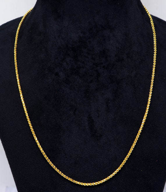 Solid 22k Yellow Gold Handmade Fabulous Rope Chain Necklace - Etsy