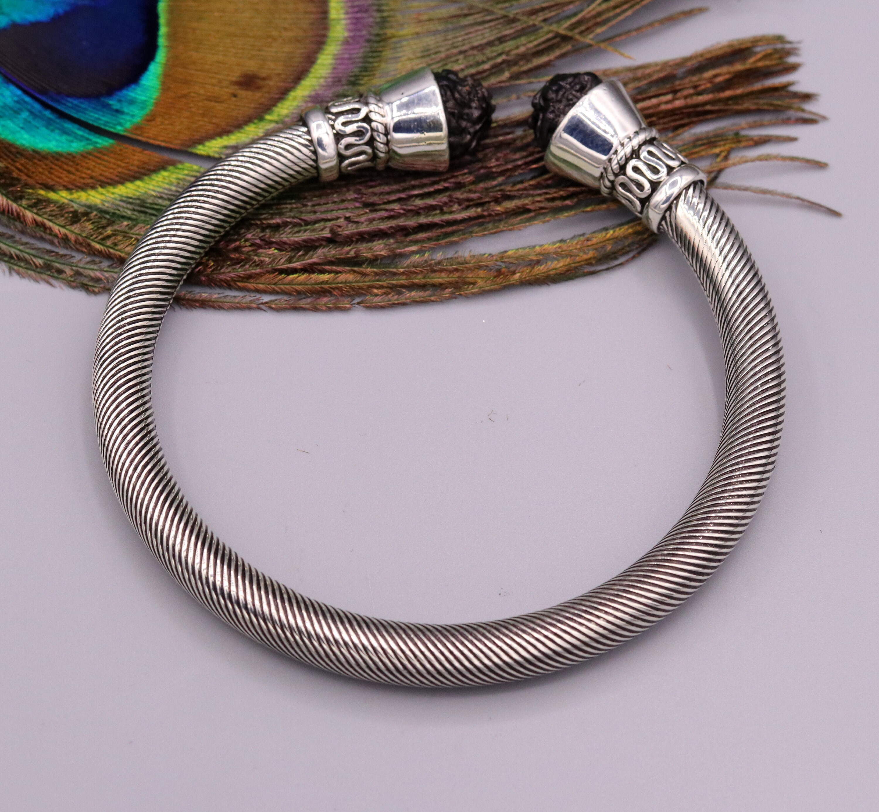 Handmade 925 Sterling Silver Antique Style Bangle Bracelet