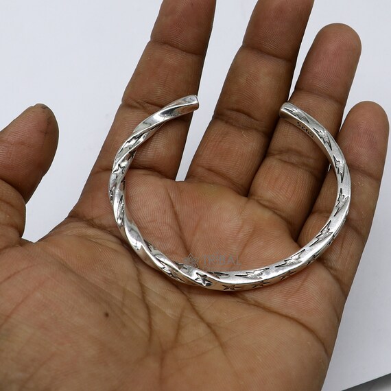 925 Sterling Silver Handmade Unique Twisting Design Fashion Kada