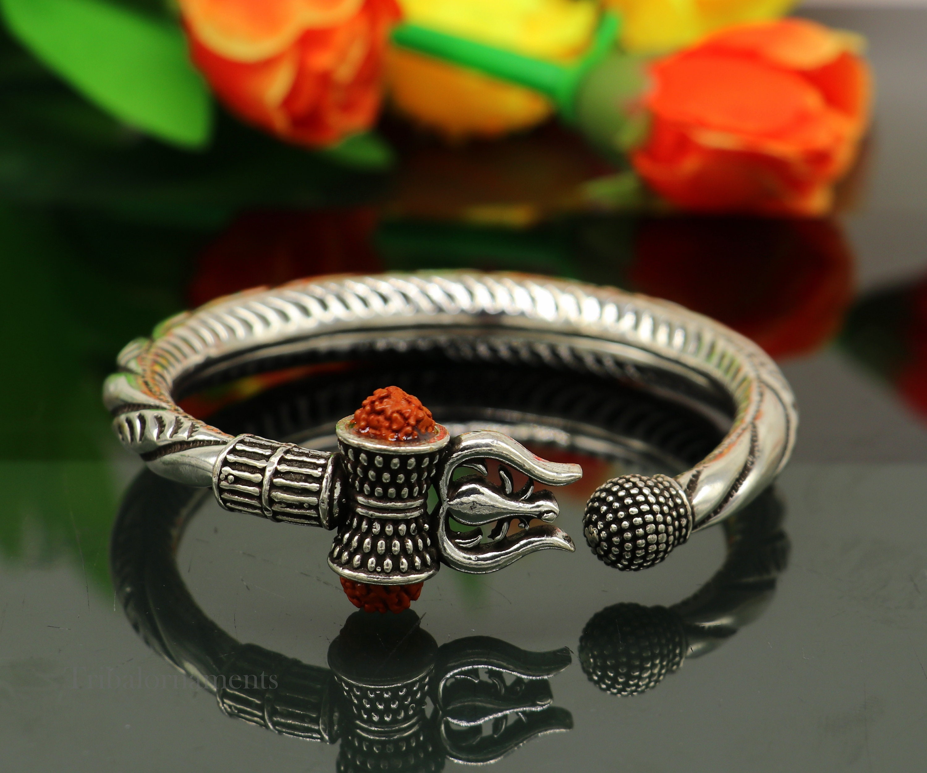 925 Sterling Silver Handmade Chitai Work Lord Shiva Trident 
