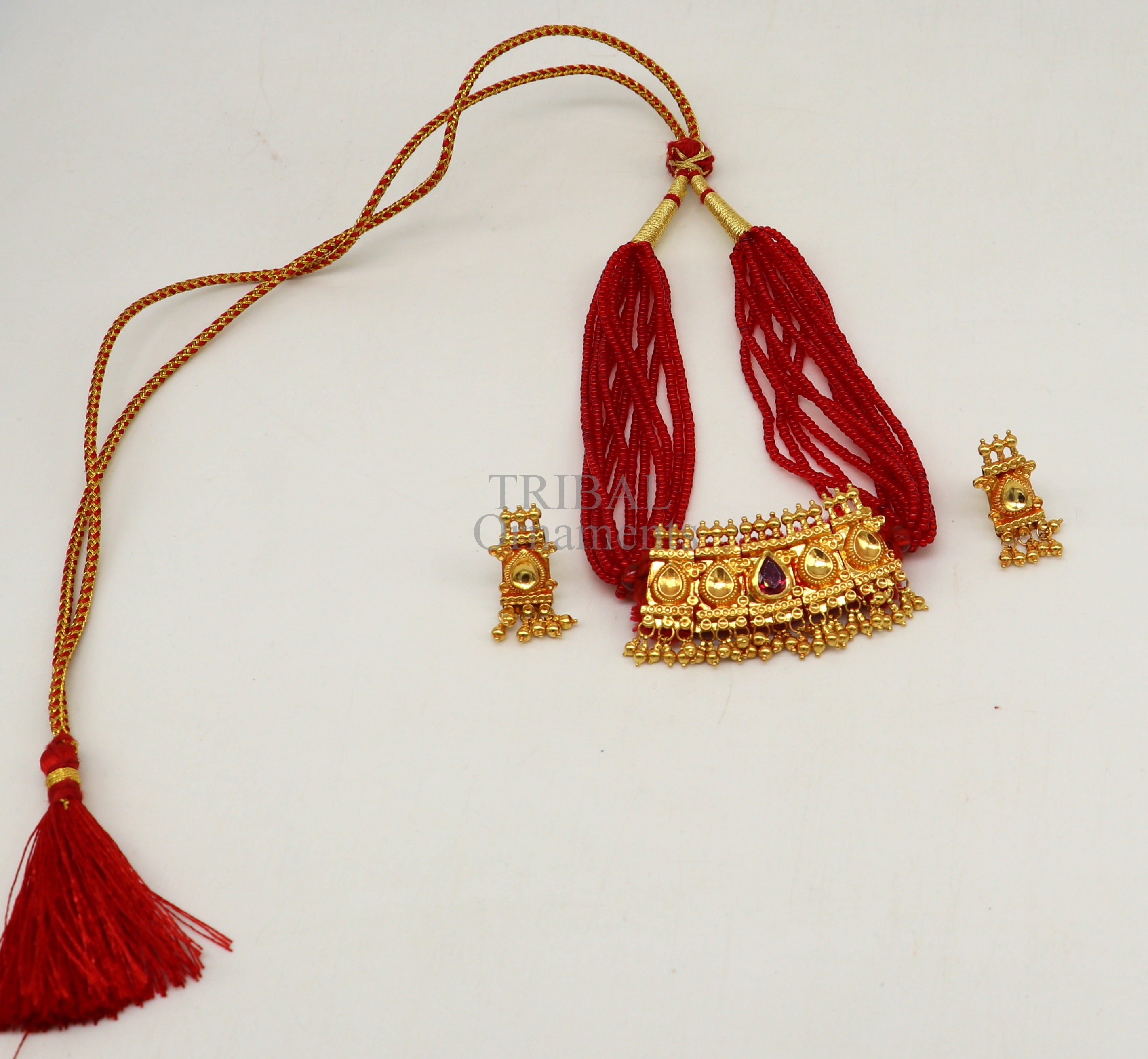 Rajasthani gold pendant choker deals