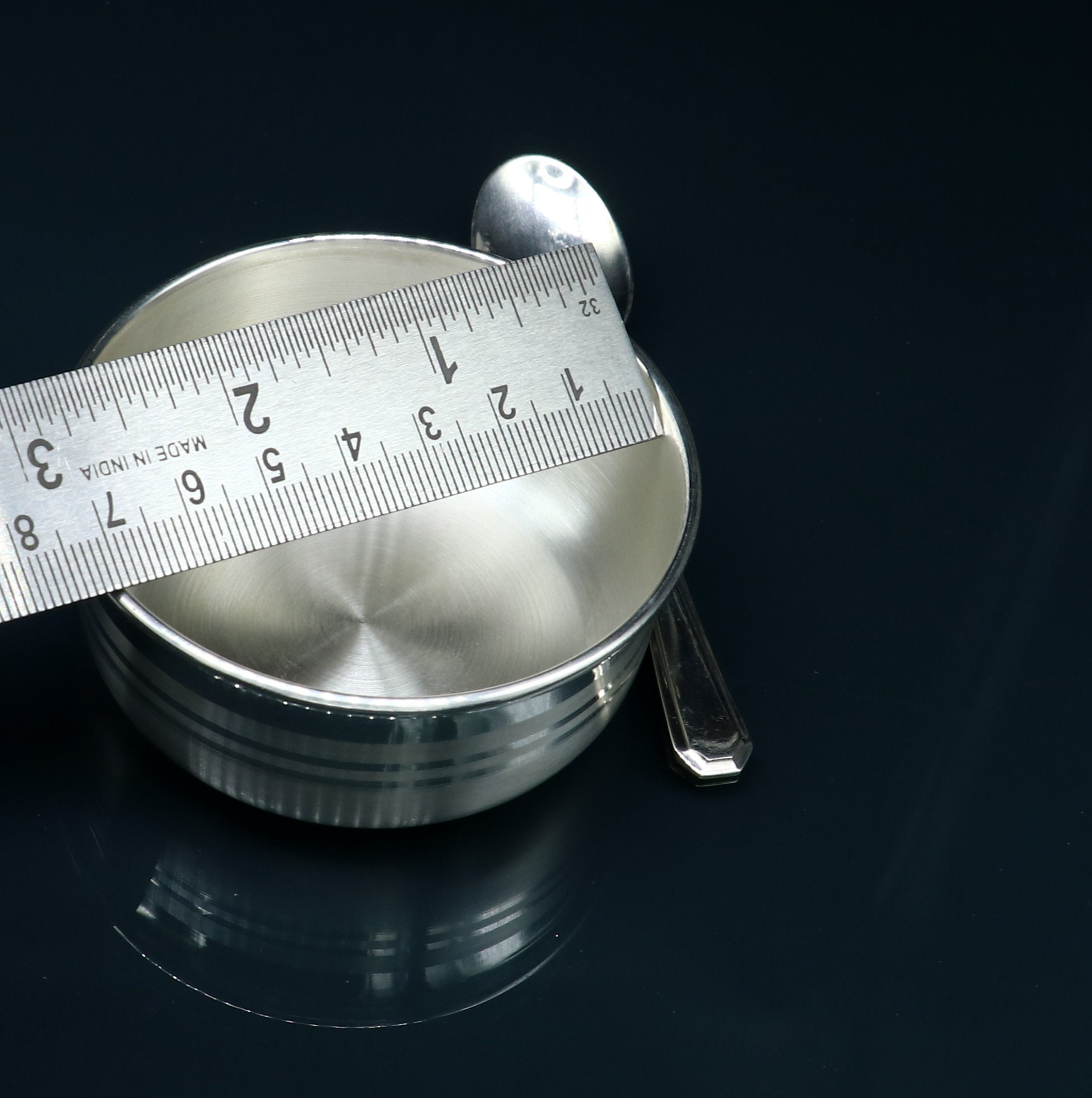 999 fine silver handmade small baby bowl and spoon set silver Etsy