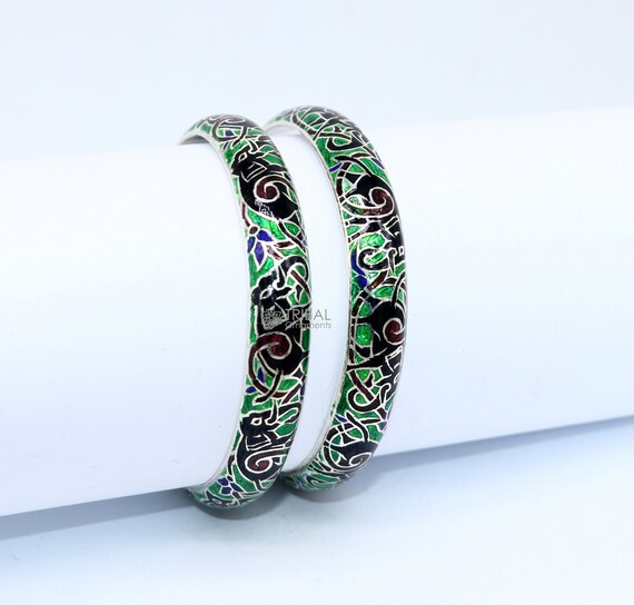 925 Sterling Silver Handmade Amazing Meenakari (color Enamel