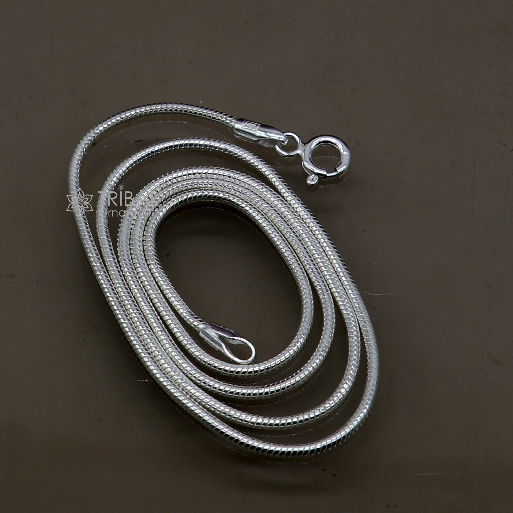 ◇roaju◇ [silver925]gloss snake chain necklace Solid 925 Silver Snake Chain Necklace, Raund Snake Chain for