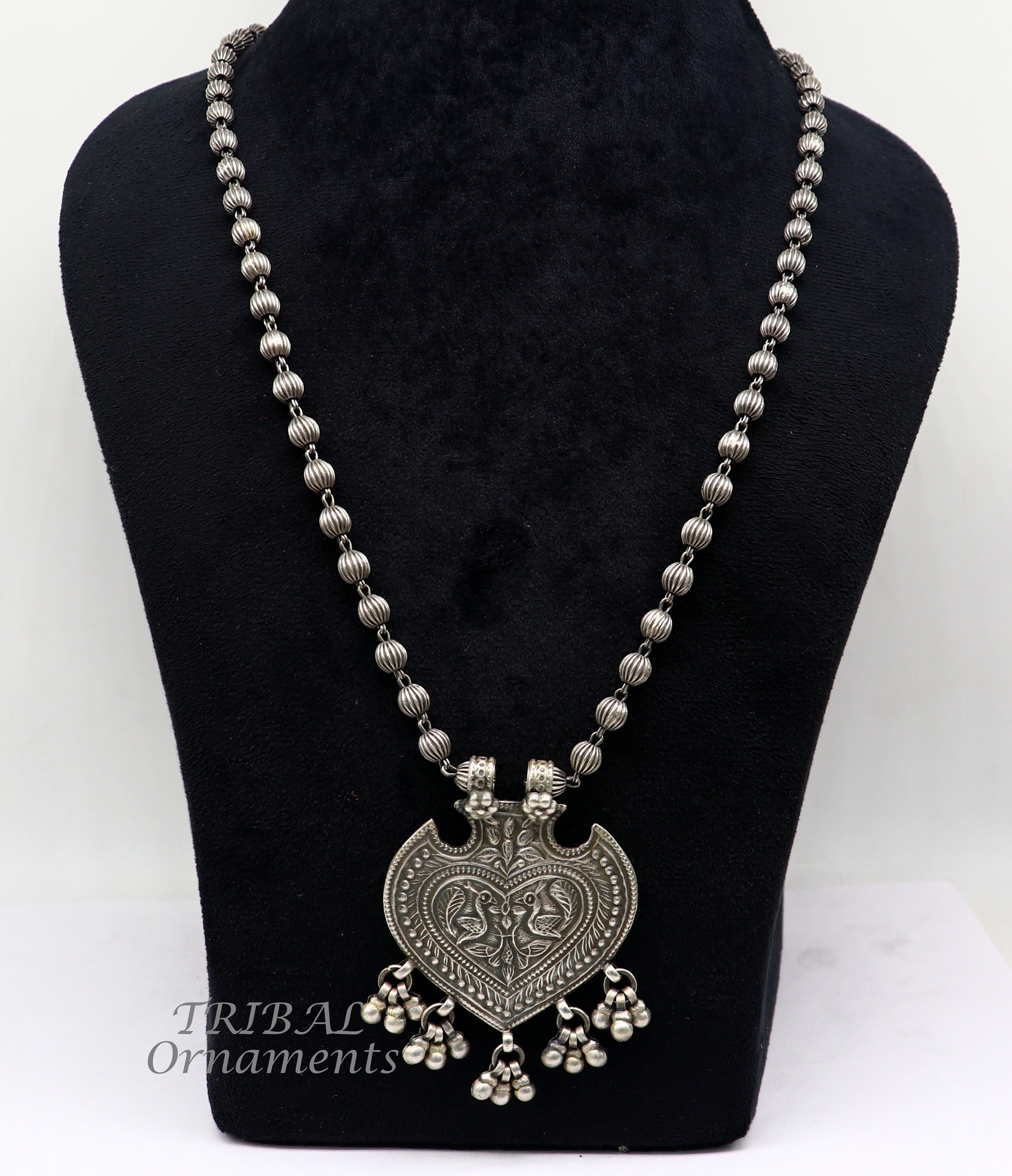 925 Sterling Silver Handmade Vintage Design Pendant With Beaded