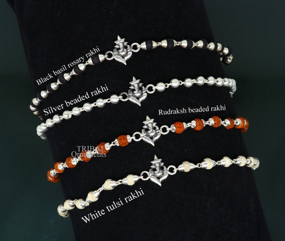925 Sterling Silver Handmade Lord Ganesha Design Rakhi Bracelet