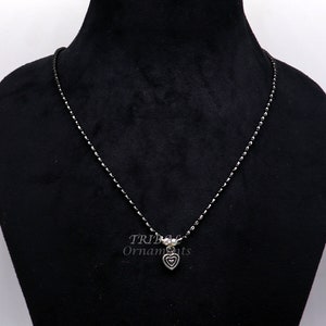 925 sterling silver black beads chain necklace, vintage Style pendant, traditional style brides Delicate necklace for girl&#39;s  set503