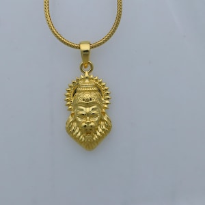 925 sterling silver gold polished Lord Vishnu Narsimha divine pendant nsp914