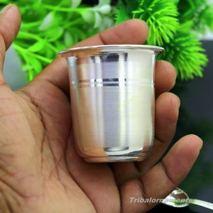 999 fine silver handmade vessels, water/milk Glass tumbler, silver flask, baby kids silver utensils for stay healthy from bacteria sv36