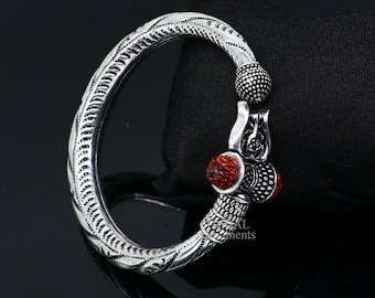 925 sterling silver handmade lord shiva Babubali kada bangle bracelet, best Shiva trident Trishul kada, men's gifting jewelry RNSK474