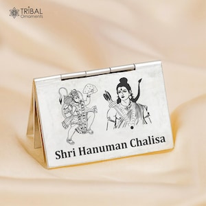 Premium 925 Sterling Silver Shree Hanuman Chalisa Mini Book in English/Hinglish – Puja Article | SU880