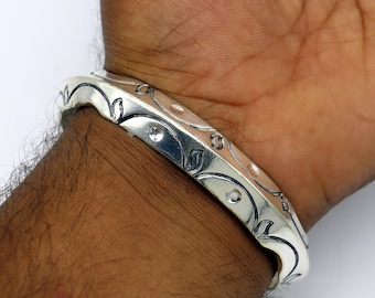 925 Sterling Silver Handmade Chitai Bangle Bracelet Kada