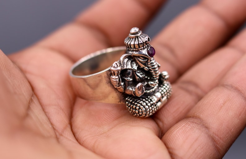 925 sterling silver handmade amazing lord Good ganesha sr76