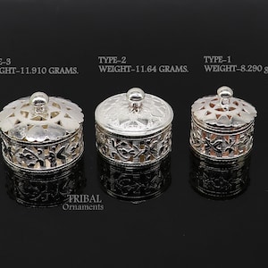 Exclusive small kapoor holding box or perfune attar holding box 925 sterling silver trinket box, container box, small jewelry box, SU1025