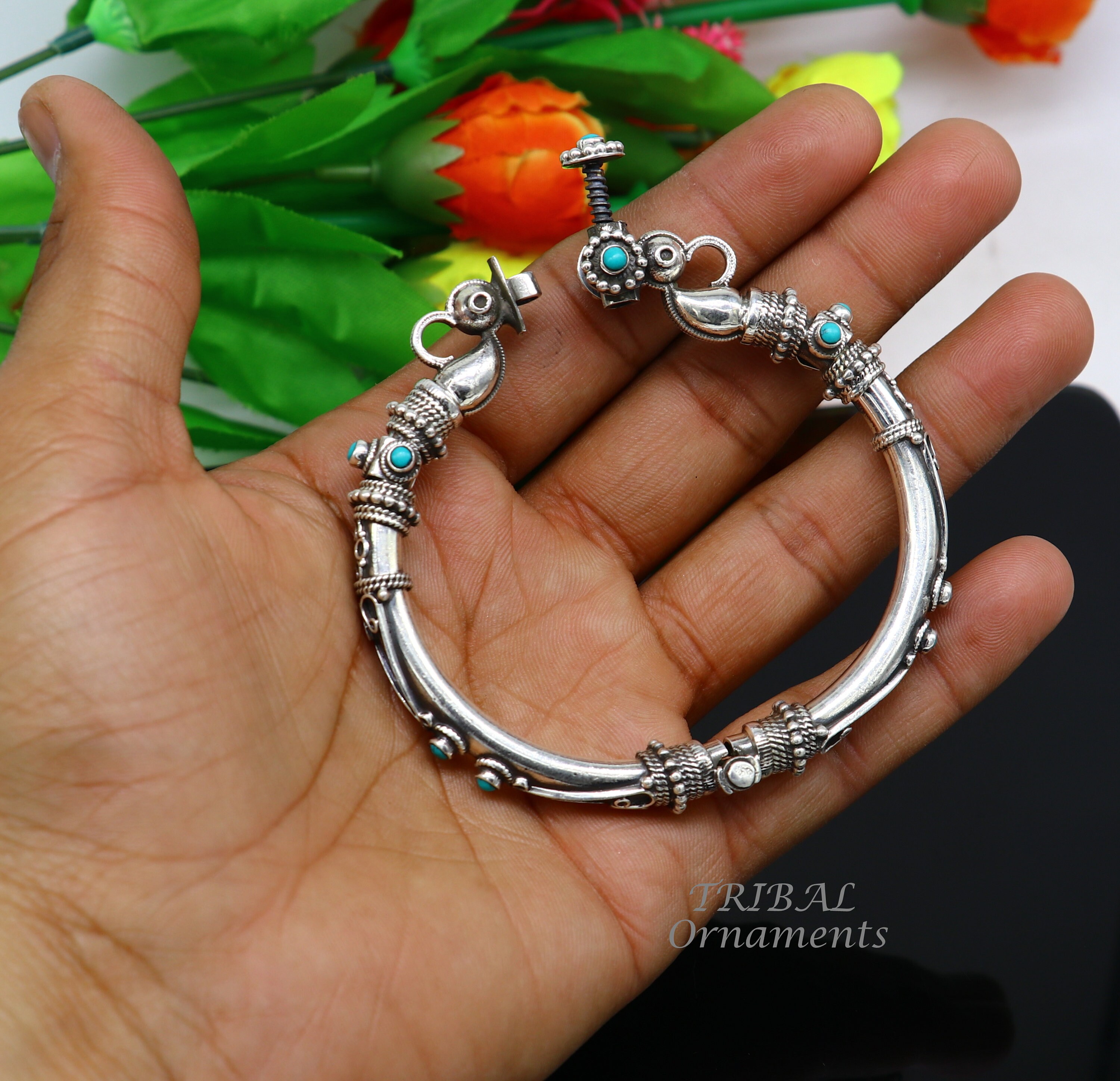 アクセサリー vintage turquoise silver925 bangle Amazon.com: DOLIOX Genuine Turquoise Vintage Flower Bracelet