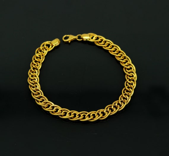 14k Yellow Gold Double Link Chain Bracelet at 1stDibs