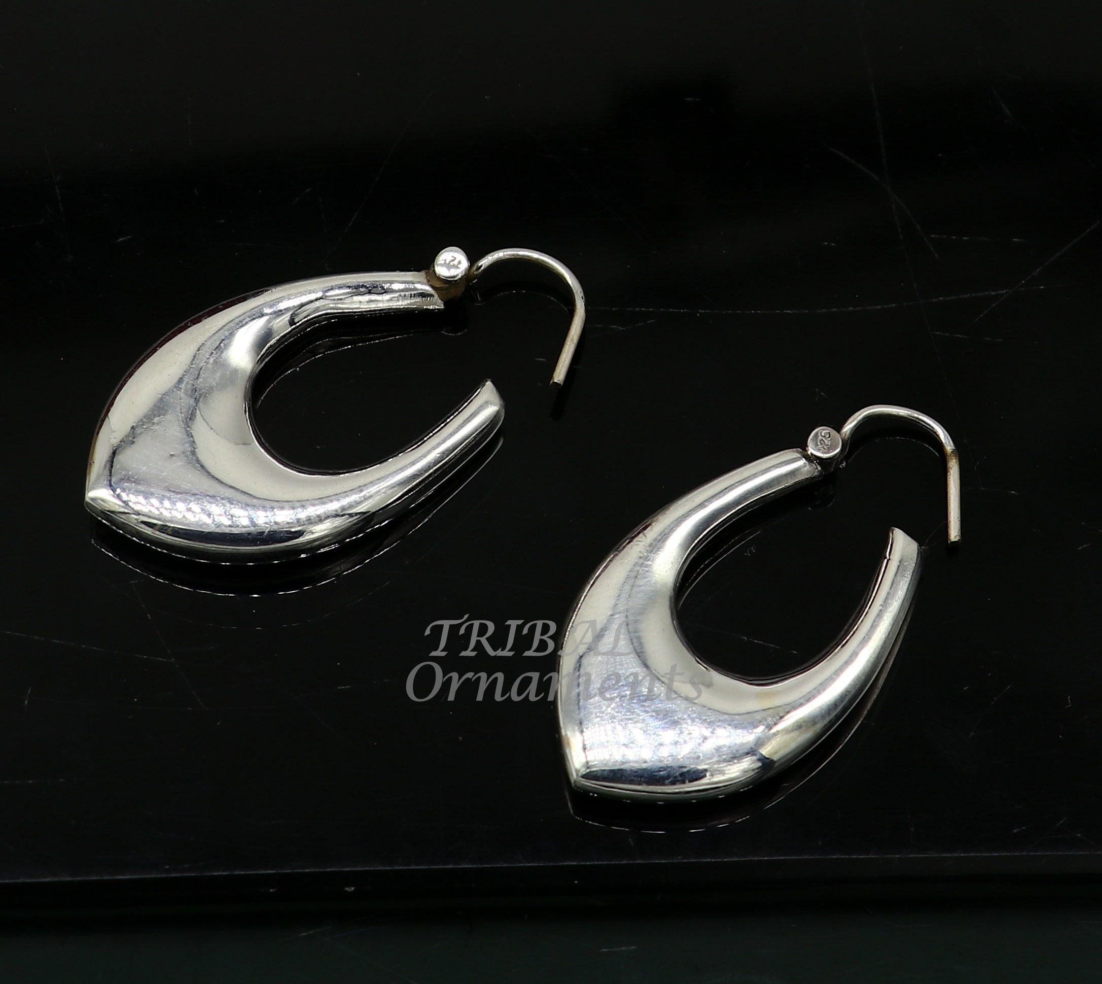 Vintage Design 925 sterling silver fabulous hoops earring, tribal kundal earring from Rajasthan India, best gifting unisex jewelry s1127