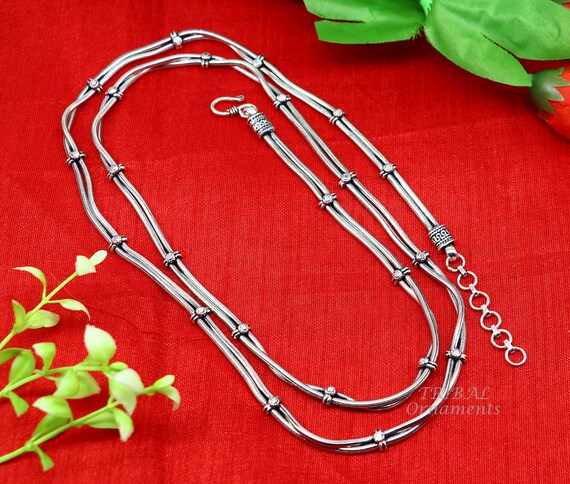 Bamboo Style Necklace Chain for Women or Men Sterling Silver