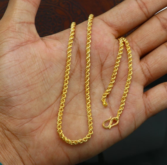 20インチから24インチの22カラットイエローゴールドロープチェーン