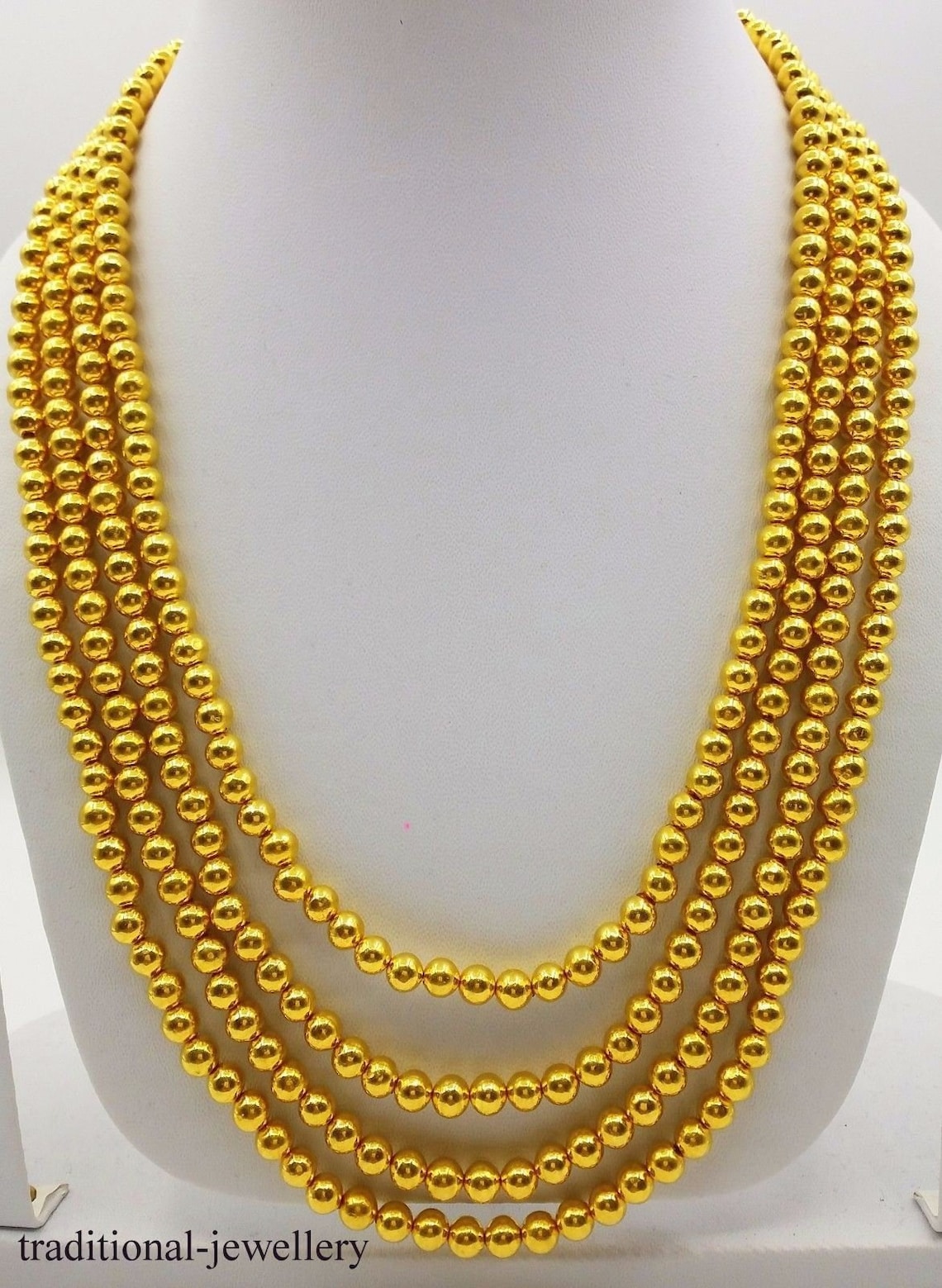 Beads Chain Wedding Gold Necklace 20k Yellow Gold Ball Chain 4 Etsy