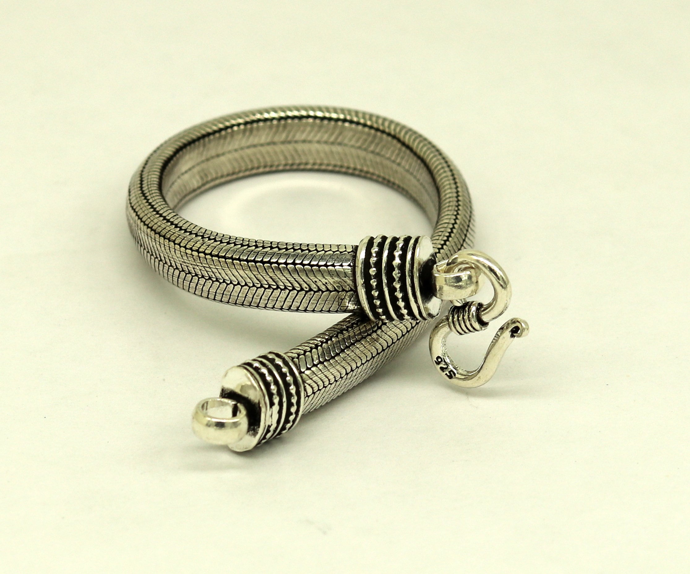 Guardian Angel - Dance Round Eye Hook Bangle Bracelet - Sterling Silver  Charm - 6.25 Inch (9712SS)