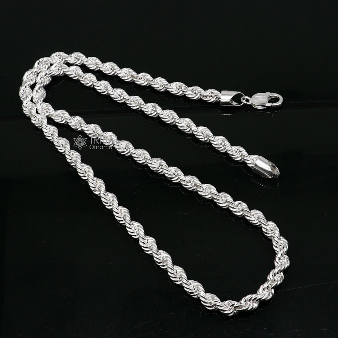 20/24 Heavy Rope Chain 925 Sterling Silver Handmade Single Rope Chain ...
